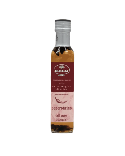 Condiment à base d'huile d'olive extra vierge aromatisé au piment Condiment à base d'huile d'olive extra vierge aromatisé au piment